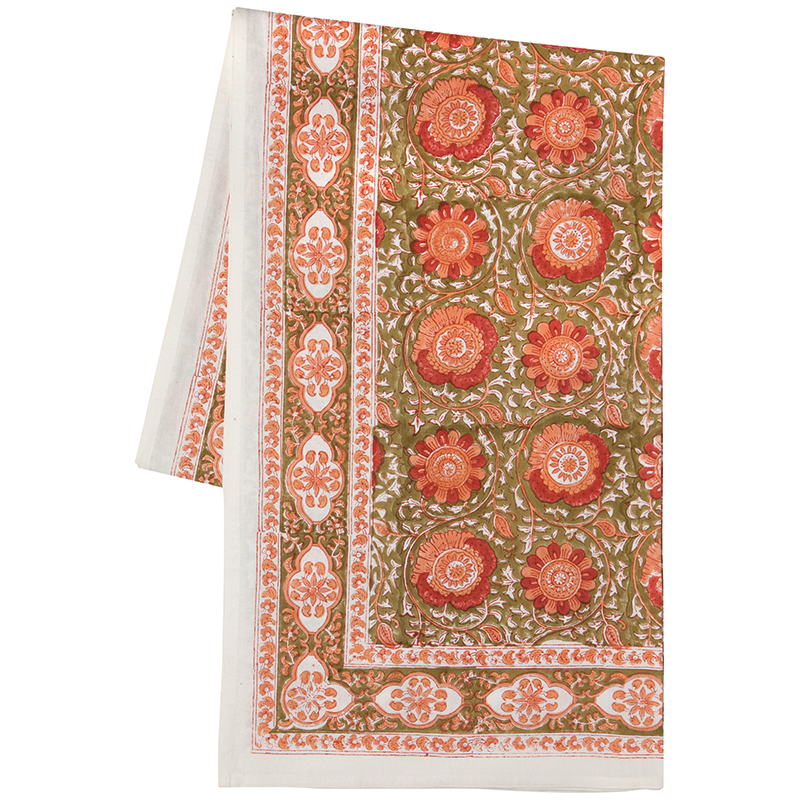 Heir loom 60' x 90' Block Print Tablecloth